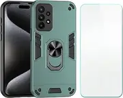 [linsuyu] Case Compatible with Samsung Galaxy A23，Compatible with Samsung Galaxy A23 Phone Case Cover [Screen Protection Film] [Car Magnetic Metal Stand] Green