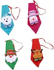 NOLITOY Christmas Decorations Set 4 Pieces Sequin Neckties Baby Shower Gifting Bear Snowman Elk Santa Patterns