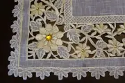 White Silver Gold Organza Embroidered Lace Placemat Runner Wedding Passover Deco