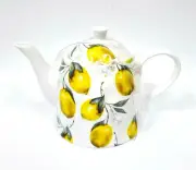 NEW GRACE FINE PORCELAIN WHITE,YELLOW,GREEN LEMON PRINT COFFEE,TEA POT,TEAPOT