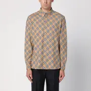 [Burberry] Beige button-down shirt with Check pattern S Beige