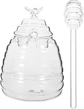 SHOWERORO 1 Set Honey Pot Honey Containers Honey Dispenser Honey Jars Kitchen Party Jar Honeypot Honey Container with Dipper Beekeeper Honey Jar with Dipper Glass re-usable