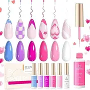 beetles Gel Polish Gel Nail Polish Set, 6 Colors Milky White Sheer Pink Nude Blue Purple Girly Lavender Gel Polish Pastel Gel Polish UV Soak off Manicure Kits, 2024 Gel Liner Nail Polish