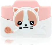 Kidamento Kids Digital Camera & Video Camcorder with Touchscreen, Soft Silicone Casing, Detachable Lens Cap, 32GB Memory Card - Model K Meowie The Cat