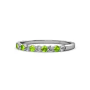 TriJewels Round Peridot Diamond Stackable Wedding Band Ring 14K Gold JP:10969