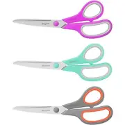 Scissors iBayam 8" Multipurpose Scissors Bulk 3-Pack Ultra Sharp Blade Shears...