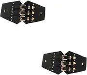 [DEARMAMY] 2pcs Fashionable Wide Elastic Belt Women's Corset Retro Buckle Comfortable Waist Cincher for Dress