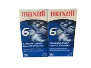 Maxell VHS Blank Tapes T-120 6 hr EP SLP Mode 2 Pack VCR VHS 2 Pack Tapes New