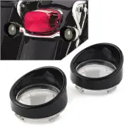 Turn Signal Light Bezels Visor Black Trim Clear Lens Cover Fit Harley Softail