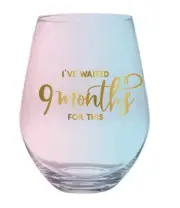 Pink and Blue Ombre Jumbo Stemless Wine Glass Holds a Whole Bottle of Wine, 3...