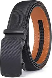 [Generic] Men's Genuine Leather Automatic Buckle Belt - Embossed Business Casual Design in Black/Blue/Brown, Multi-Size Adjustable, 219 Pattern Cutting Edge Black-black Buttons, 3.5*120CM, 219 Pattern Cutting