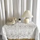White Oval Lace Tablecloth Doily Embroidered Floral Small-Table Cover Home Decor