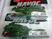(2) -Packs Havoc 3.5" Slop Craws, 10 Per Pack GREEN HAZE COLOR 20 LURES