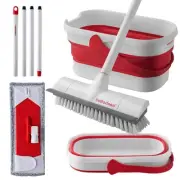 Collapsible Mop and Bucket Set with Wringer, Heavy Duty Scrub Brush, Foldable...