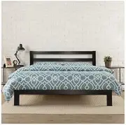 Zinus Arnav Modern Studio Black Metal Platform Bed Frame Base Mattress with Headboard | Good Design Award Winner - Industrial Contemporary Style | Queen