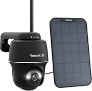 REOLINK First 4K Solar Security Camera Wireless Outdoor, Argus PT 3W Sun-Powered Panel, 360° Pan Tilt Battery Cam with 8MP Color Night Vision, 2.4/5 GHz Wi-Fi, No Monthly Fee-Black