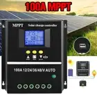 LCD 100A 12V 24V 36V 48V DC Solar Panel Charge Controller MPPT Lithium Regulator