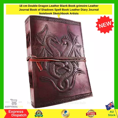 Leather Blank Book grimoire Journal 18 cm Double Dragon Shadows Spell Diary NEW