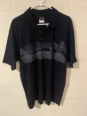 NWT Vintage Quicksilver Polo Shirt XL Casual Mens Black Surf Palm Trees Beach