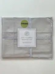 Set of 2 TESSITURA TOSCANA Standard Pillowcases Gray 100% Cotton Sateen 500 TC