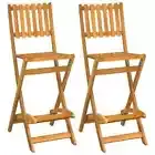 2x Folding Bar Stools Outdoor Garden Patio Dining Barstool Chairs Solid Wood
