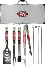 Siskiyou Unisex Denver Broncos 8 pc Tailgater BBQ Set F8BQ020-P, Unisex, San Francisco 49ers 8 pc Tailgater BBQ Set, F8BQ075, Gray, Set of 8