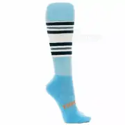 Thin Skins Football Socks - Sky with Black, Grey & White Stripes Thinskins