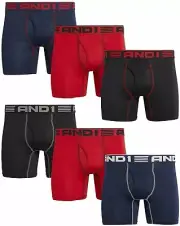 AND1 Men's High Performance Compression Boxer Briefs Active Underwear (6 Pack) L