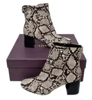 CARVELA Smash Beige Zip Up Snake Print Block Heel Ankle Boots Ladies EU 37 UK 4