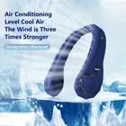 4000mAh Summer Air Cooler Outdoor Travel Leafless Hanging Neck Fan (Blue)