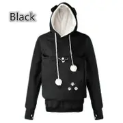 Kangaroo Pullover Pet Holder Sweater Hoodies Cat Eared Long Sleeves Meow Pedestrian Meow Planet Show Big Pocket Couple Sweatshirt black XXXL