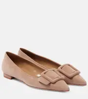 [Manolo Blahnik] Manolo Blahnik Maysalepumpflat suede ballet flats AU 4 neutrals