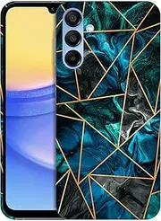 [GlamCase] for Samsung Galaxy A15 5G / 4G, Samsung Galaxy A15 5G / 4G Case - Blue Marble Geometric Pattern Printed Sleek Cute Plastic Hard Protective Designer Back Case for Samsung A15 5G / 4G