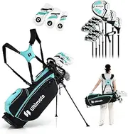 [Ultimate] Women's Complete Golf Clubs Set w/Stand Bag, 460CC #1 Driver, #3 Fairway, Hybrid, #5#6#7#8#9#P #S Irons, Putter & Headcovers, Womens Golf Clubs Full Set - Right Handed