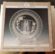 Artmark Crystal Friendship Plate With Display Stand New In Box