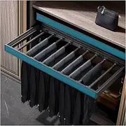 Built-in Telescopic Trouser Rack In Wardrobe, Wardrobe Drawer Trouser Rack With Buffer System, Pull-Out Closet Scarf Jeans Storage Sliding Rail,Adjustable Width(Green,100cm/39.4in)
