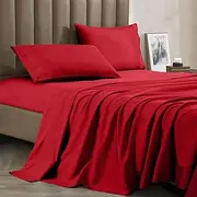 CELINE LINEN Best, Softest, Coziest Bed Sheets Ever! 1800 Premier Hotel Quality Wrinkle-Resistant 3-Piece Sheet Set with Deep Pockets, Twin Red