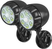 Sunenvoy Motion Sensor Battery Powered Outdoor Light,IP65 Waterproof Spotlight,6 LED Motion Detecting Light,360° Adjustable Floodlight for House Walls Garage Yard Porch and Stairs,Black (2 Pack)