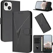 [Oduio] for iPhone 14 Case Wallet iPhone 13/14 Phone Cases with Wrist Strap Magnetic Clasp iPhone 13 Cover Leather with Card Holde Slot Stand Flip Folio Cases Wallet for Women for Man Black