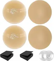 [DILINBAO] 2 Pairs Go Braless! Seamless Cake Cover Invisible Bra Reusable Adhesive Silicone Nipple Pasties with Travel Box