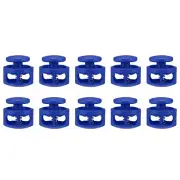 10pcs Cord Lock Double Hole Spring Toggle Stopper for Drawstring, Blue