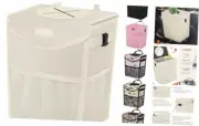 Car Trash Can with Lid, Cute Leakproof Car Trash Garbage Bag 2 Gallons Beige