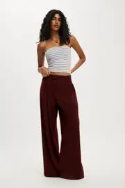 [Cotton On Women] Cotton On Women - Izzy Pleated Suiting Pant - Sour cherry 10 SOUR CHERRY