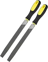 uxcell 2-Pack Flat Metal File 12 Inch, High Carbon Steel File Diamond File Hand File W PVC Grip Handle for Wood/Metal/Ceramic/Glass/Stone/Jewelry/Tile/Model/DIY/Sharpening File