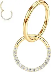 [WBRWP] 20G 18G 16G 14G Hinged Nose Rings Hoops: 2 Pcs Surgical Steel Seamless Twisted CZ Nose Rings Clicker for Septum Lip Piercing Cartilage Helix Tragus Conch Rook Daith Lobe Earrings 6mm 7mm 8mm 9mm 10mm