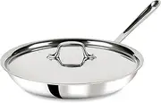 [All-Clad] 41126 Stainless Steel Tri-Ply Bonded Dishwasher Safe Fry Pan with Lid/Cookware, 12-Inch, Silver