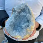 10.5lb Natural Blue Celestite Crystal Geode Quartz Cluster Mineral Specimen