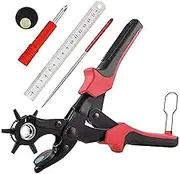 Leather Hole Punch Belt Puncher Tool Set, YEESON Professional Revolving Plier Punch for Belts, Watch Bands, Straps, Dog Collars, Saddles, Shoes, Fabric, DIY Home or Craft Projects