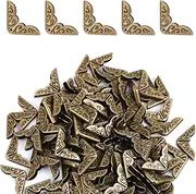 100pcs Metal Book Corner Protectors, Vintage Book Corner Covers Decorative Paperback Book Edge Protector for Photo Album Notebook Scrapbook Menu File Folder (Bronze)
