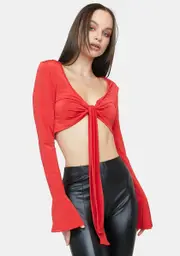 Got Your Attention Tie Front Top